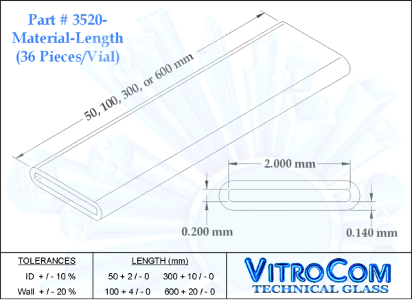 3520 Rectangle Miniature Hollow Glass Tubing (VitroTubes™)