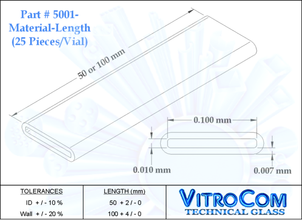 5001 Rectangle Miniature Hollow Glass Tubing (VitroTubes™)