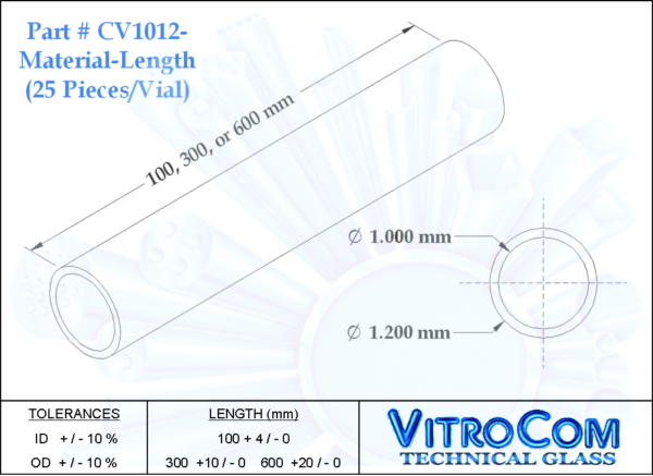 CV1012 Round Miniature Hollow Glass Tubing (VitroTubes™)
