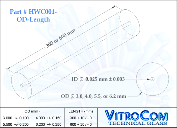HWC001 Heavy Wall Capillary Glass Tubing