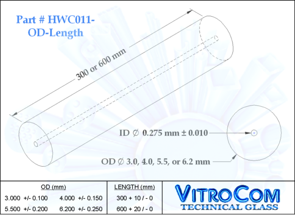 HWC011 Heavy Wall Capillary Glass Tubing
