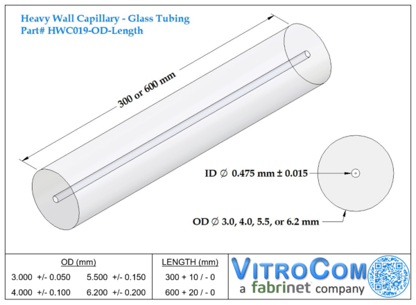 HWC019 - Heavy Wall Capillary Glass Tubing