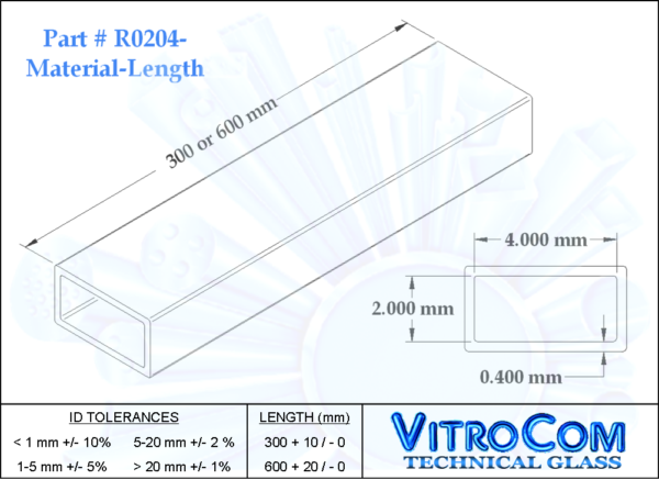 R0204 Rectangle Glass Tubing