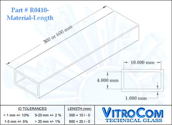 R0410 Rectangle Glass Tubing