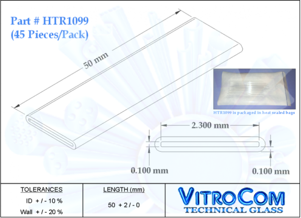 HTR1099 Rectangle Miniature Hollow Glass Tubing (VitroTubes™)